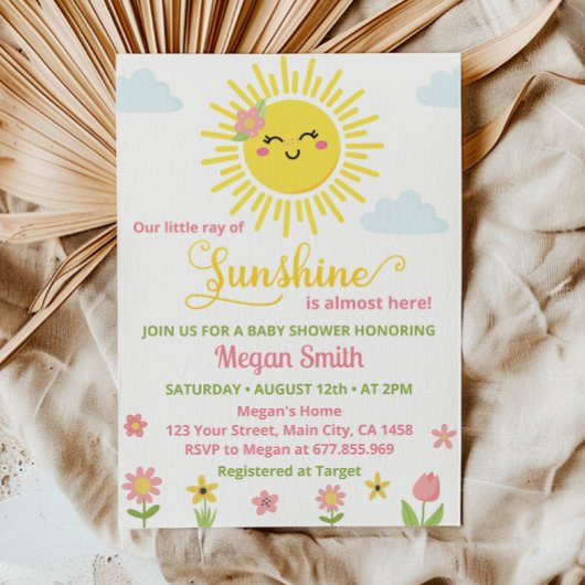 Invitation du Baby shower Fleur sauvage Little Sun