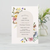 Invitation du Baby shower fleur sauvage Meadow (Debout devant)