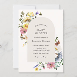 Invitation du Baby shower fleur sauvage Meadow