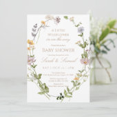 Invitation du Baby shower fleur sauvage Wreath (Debout devant)