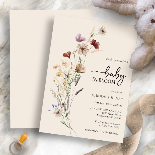 Invitation du Baby shower Floral Boho