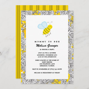 Invitation du Baby shower Floral Bumblebee