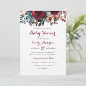 Invitation du Baby shower Floral de Bourgogne (Debout devant)