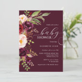 Invitation du Baby shower Floral de Bourgogne (Debout devant)