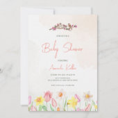 Invitation du Baby shower floral du printemps (Devant)