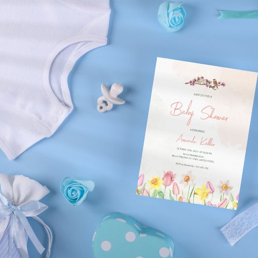 Invitation du Baby shower floral du printemps