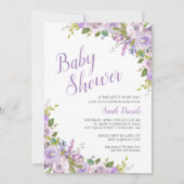 Invitation du Baby shower floral Lilac (Devant)