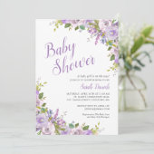 Invitation du Baby shower floral Lilac (Debout devant)