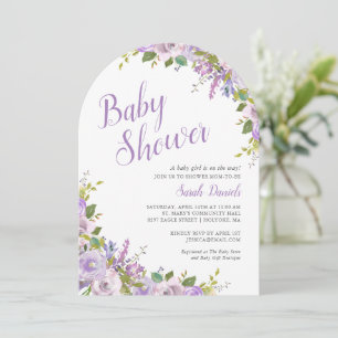 Invitation du Baby shower floral Lilac