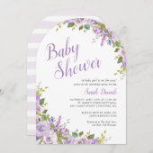 Invitation du Baby shower floral Lilac (Devant / Derrière)