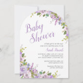 Invitation du Baby shower floral Lilac (Devant)