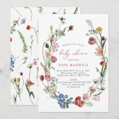 Invitation du Baby shower Floral néerlandais (Devant / Derrière)