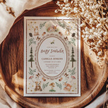 Invitation du Baby shower forestier rustique