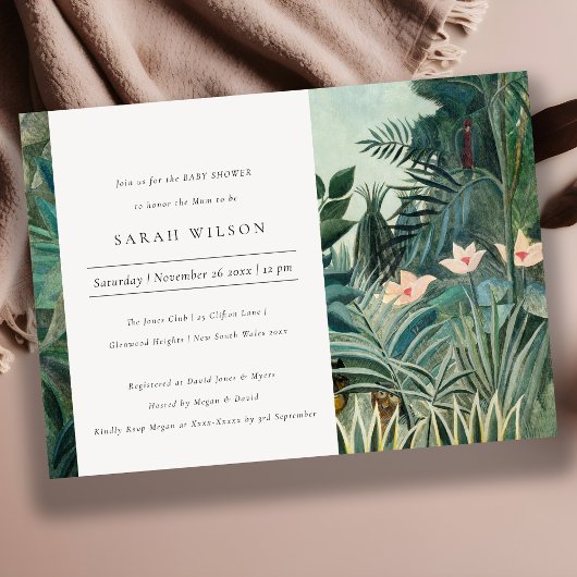 Invitation du Baby shower forestier tropical exoti
