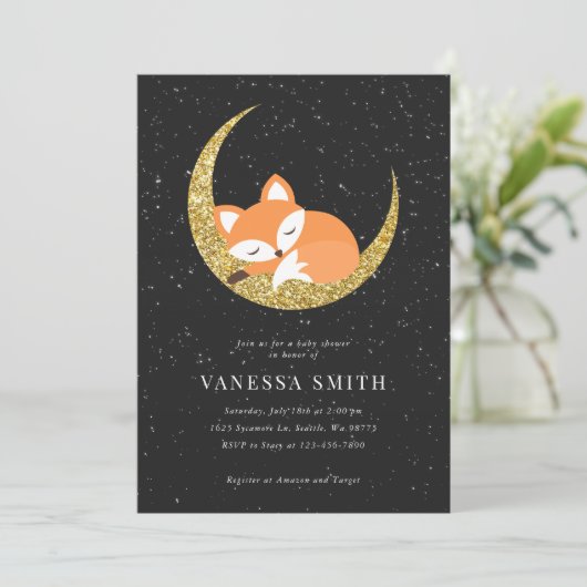 Invitation du Baby shower Fox (Debout devant)