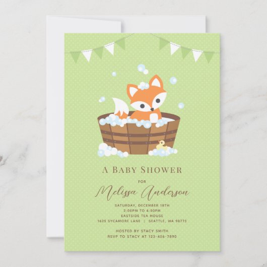 Invitation du Baby shower Fox (Devant)