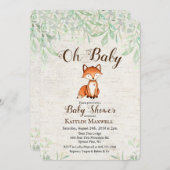 Invitation du Baby shower Fox (Devant / Derrière)