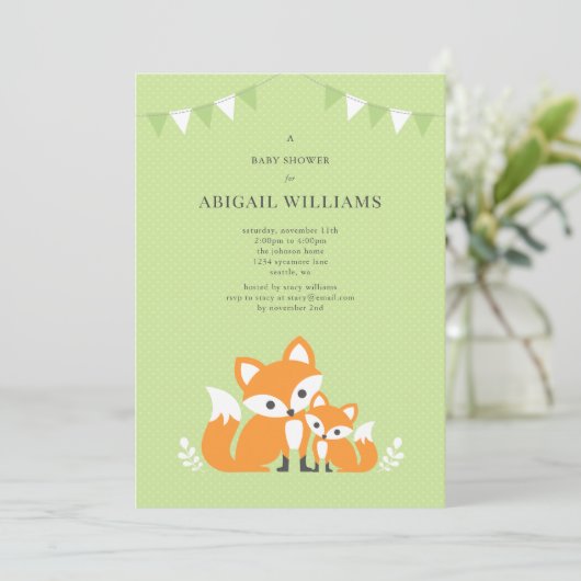 Invitation du Baby shower Fox (Debout devant)