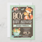 Invitation du Baby shower Fox, Boy Woodland (Devant)
