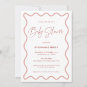 Invitation du Baby shower frontalier rose (Devant)