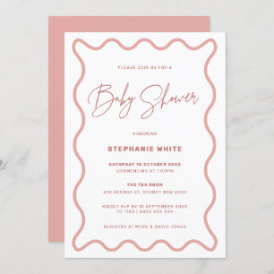 Invitation du Baby shower frontalier rose