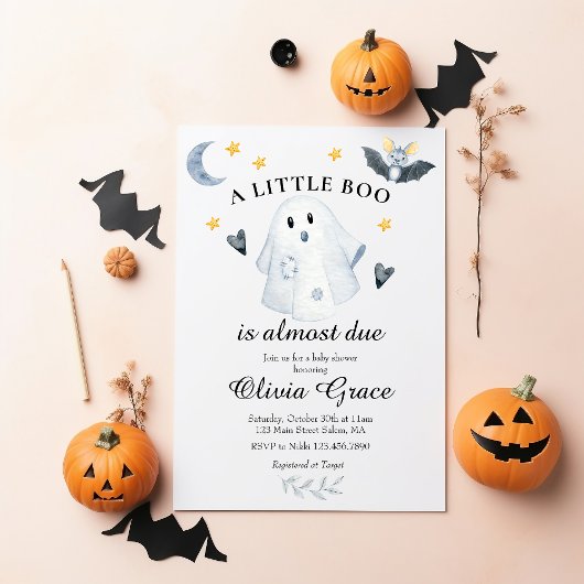 Invitation du Baby shower Halloween Ghost Little B