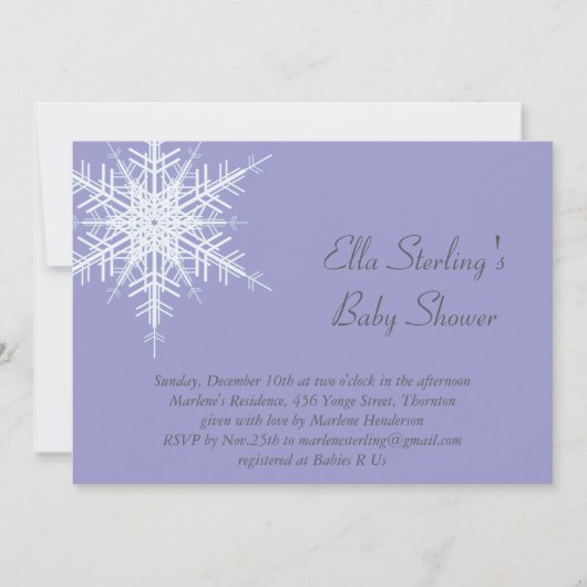 Invitation du Baby shower Lilac de Fluge d'hiver (Devant)