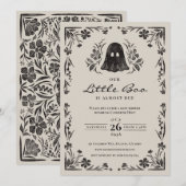 Invitation du Baby shower Little Boo Halloween (Devant / Derrière)