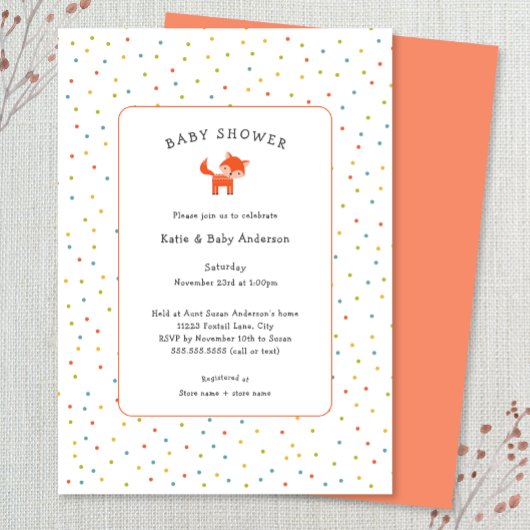 Invitation du Baby shower Little Fox
