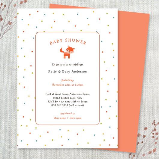 Invitation du Baby shower Little Fox