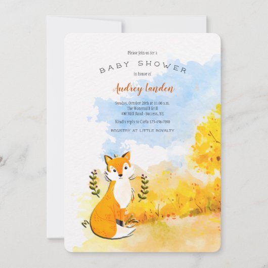 Invitation du Baby shower Little Fox (Devant)