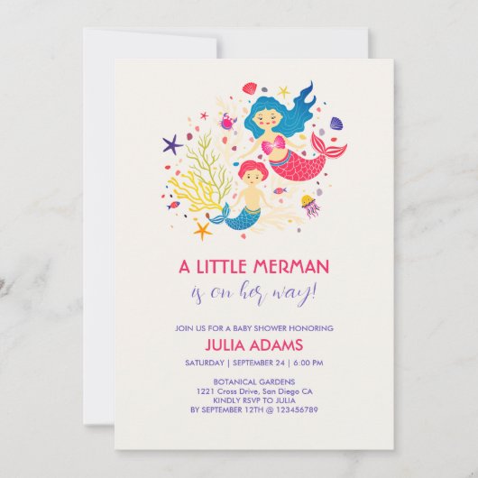 Invitation du Baby shower Little Merman Sea Breeze (Devant)
