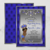 Invitation du Baby shower Little Prince, ARGENT Ro (Devant / Derrière)