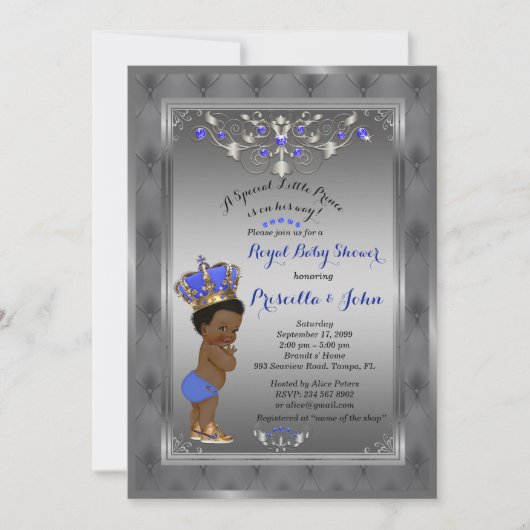 Invitation du Baby shower Little Prince, ARGENT Ro (Devant)