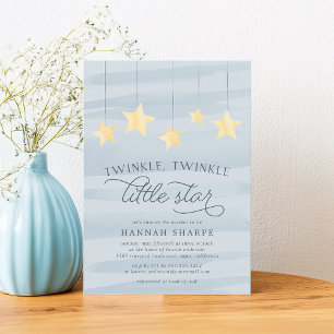 Invitation du Baby shower Little Star   Bleu ciel