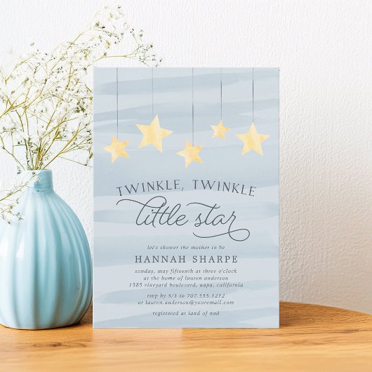 Invitation du Baby shower Little Star | Bleu ciel