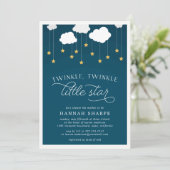 Invitation du Baby shower Little Star | Marine (Debout devant)