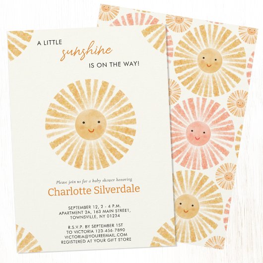Invitation du Baby shower Little Sunshine