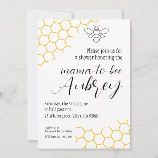 Invitation du Baby shower Mama-to-bee (Devant)