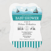 Invitation du Baby shower nautique bleu turquoise (Devant / Derrière)