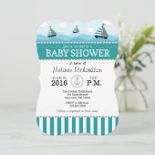 Invitation du Baby shower nautique bleu turquoise (Debout devant)