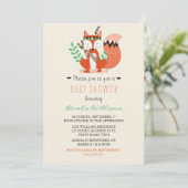 Invitation du Baby shower neutre Fox Woodland (Debout devant)