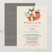 Invitation du Baby shower neutre Fox Woodland (Devant / Derrière)