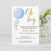 Invitation du Baby shower Oh Boy Editable (Debout devant)