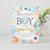 Invitation du Baby shower pour garçons de l'espace (Debout devant)
