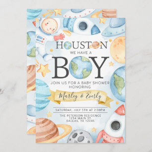 Invitation du Baby shower pour garçons de l'espace