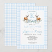 Invitation du Baby shower Preppy Deer En vichy Cre (Devant / Derrière)