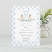Invitation du Baby shower Preppy Puppy Chig Crest (Debout devant)
