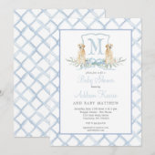 Invitation du Baby shower Preppy Puppy Chig Crest (Devant / Derrière)