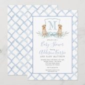 Invitation du Baby shower Preppy Puppy Chig Crest (Devant / Derrière)